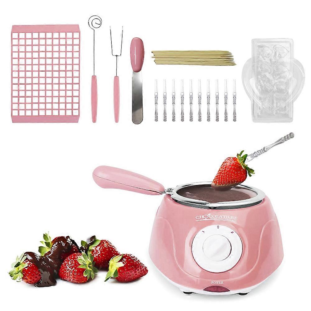 Aoresac Chocolate Melting Pot Chocolate Melter Hot Chocolate Maker with Spatula Molds 10 Wooden Sticks