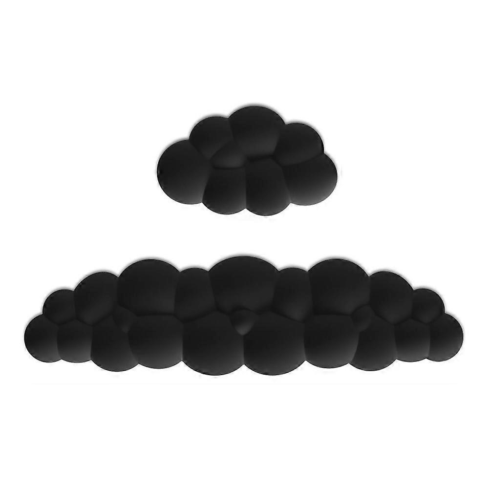 Cloud Wrist Rest Pad Kit Keyboard Wrist Rest Mouse Wrist Rest Memory Foam Palm Rest for Keyboard Mouse Non-Slip Black