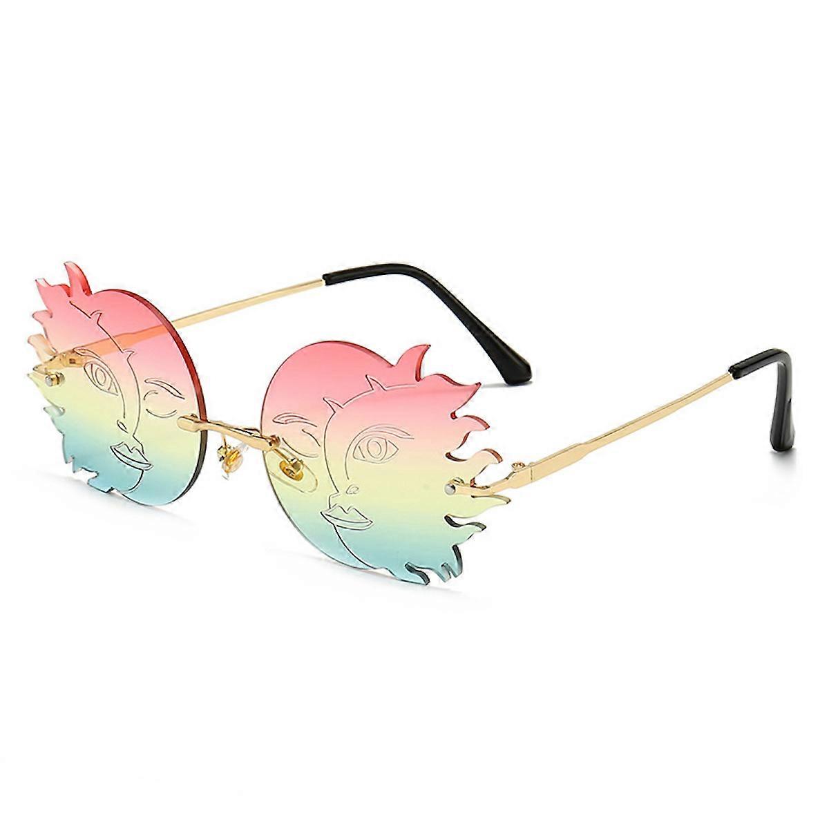 Moon and Smile Face Shaped Eyeglasses Rimless Colored Eyewear Party Supplies for Lady
