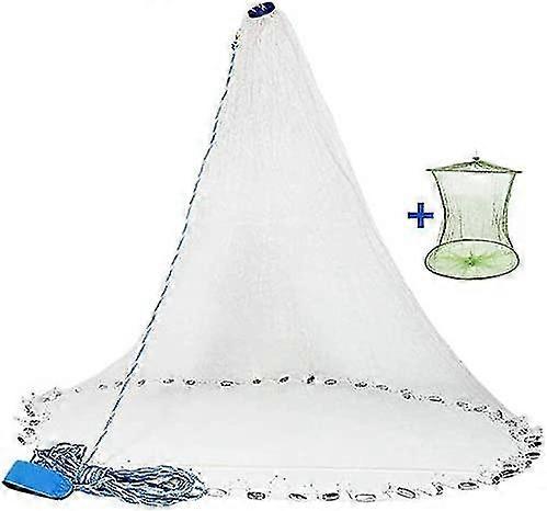 Salt Ing Cast Net With Duty Zinc Sinker Ws For Bait 4/6/8ft Radius, 3/8 Inch Mesh Size
