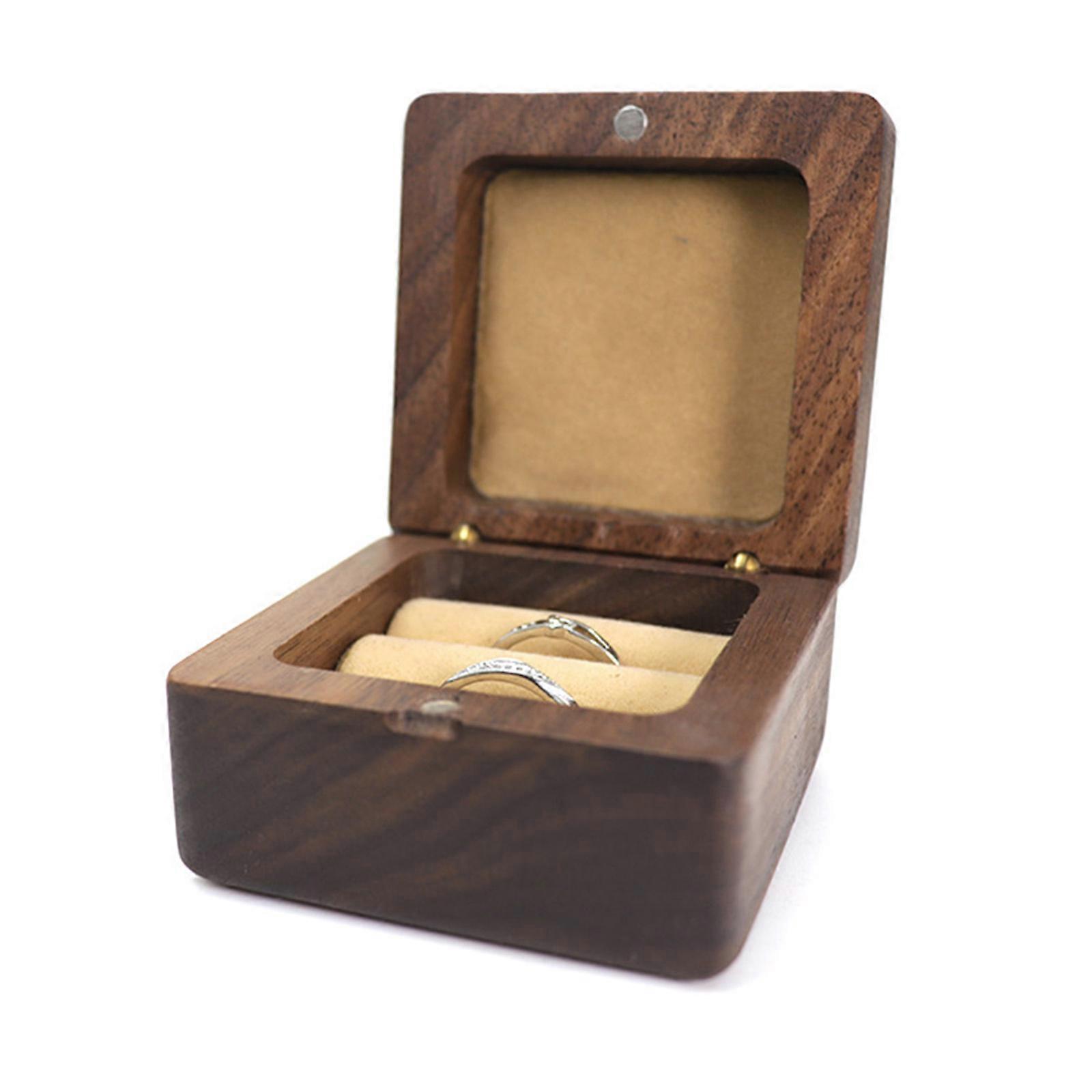 Square Shaped Wedding Ring Bearer Box for Ceremony Engagement Ring Holder Decor