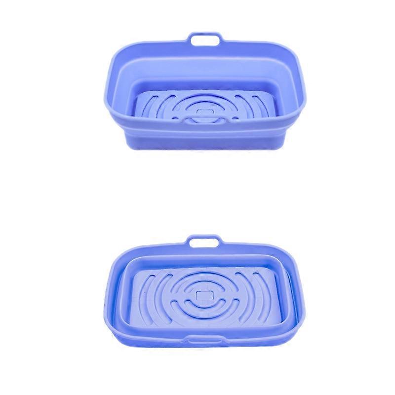 2pcs Air Fryer Mat Baking Tray, Specification: Rectangular Blue