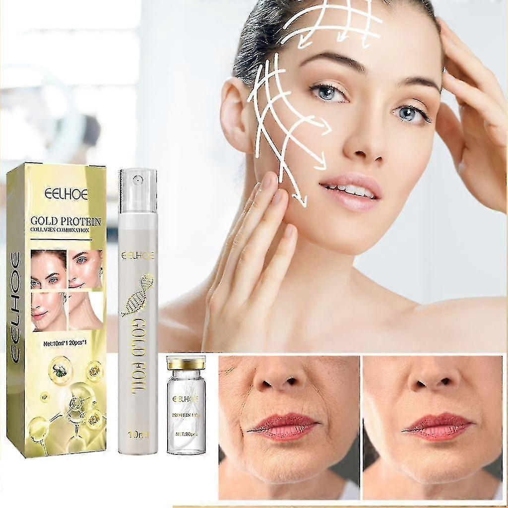 Protein Thread Lifting Set 24k Gold Face Serum Active Collagen Silk Thread Facial Essence Anti-aging Firming Moisturize Skincare Linea di collagene...
