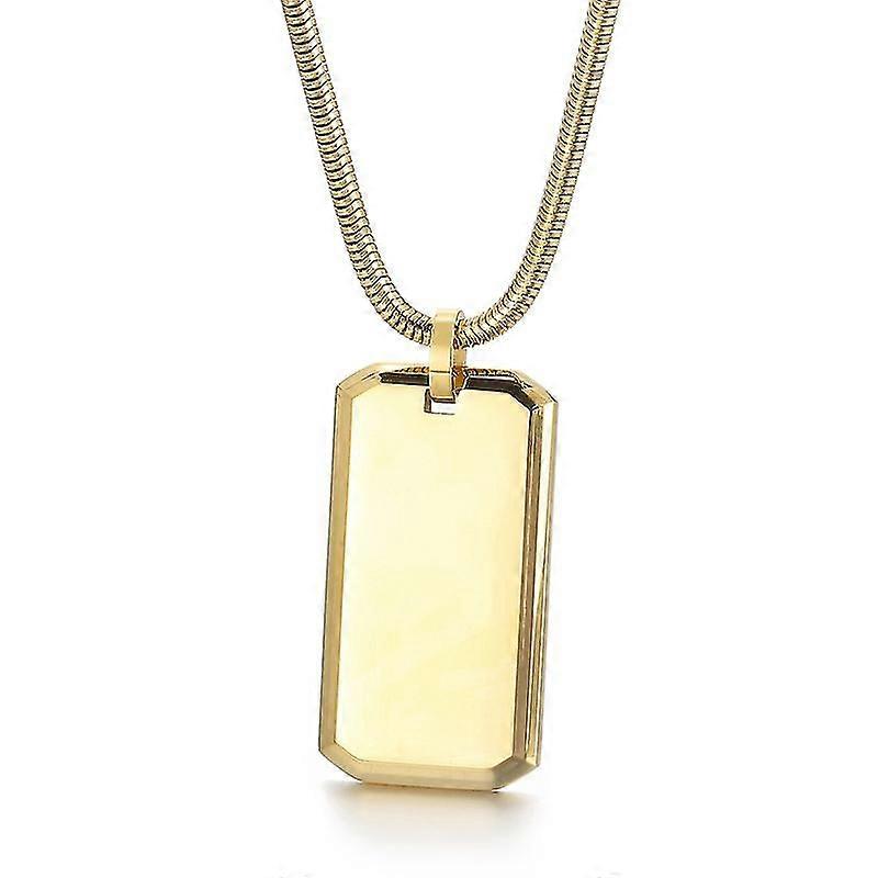Titanium Steel Mirror Rectangular Pendant Necklace For Men