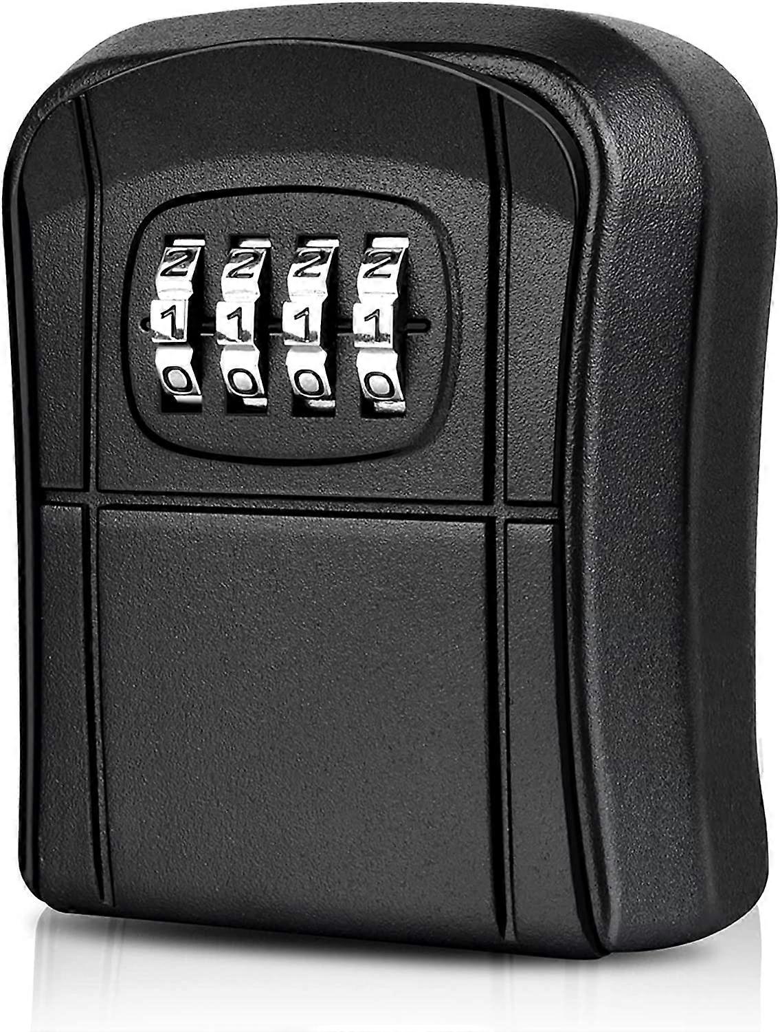 Key Box Wall Mounted Mini Key Safe Outdoor Key Box with Resettable 4-Digit Numeric Code Waterproof(Black)