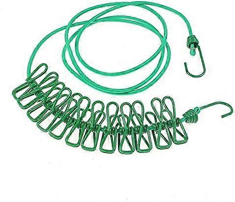 Extendable Clothesline with 12 Clothespins - Ideal for Camping and Travel - Lightweight and Portable