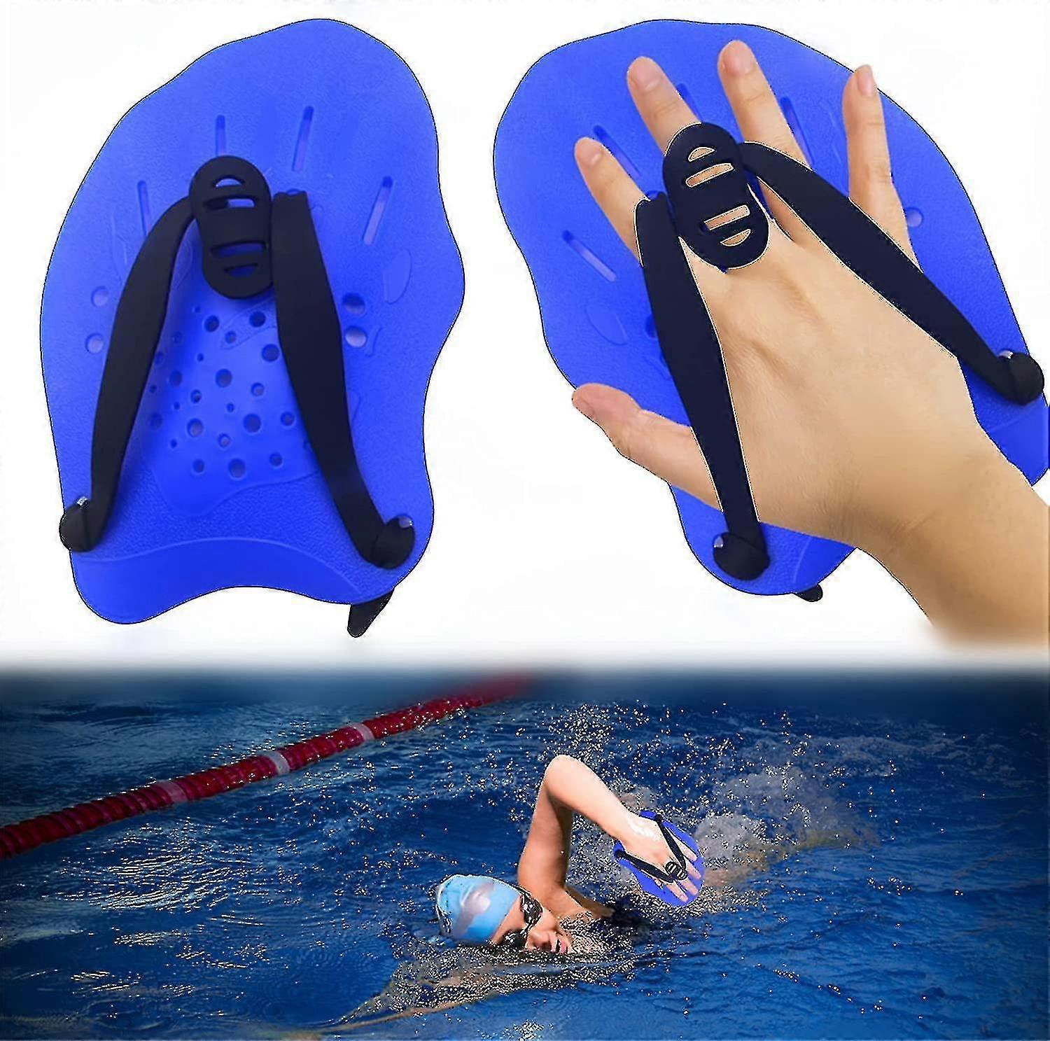 1 Pair Of Hand Plates For Swimming With Adjustable Straps Training Aid Pool Exercise Equipment Accessories