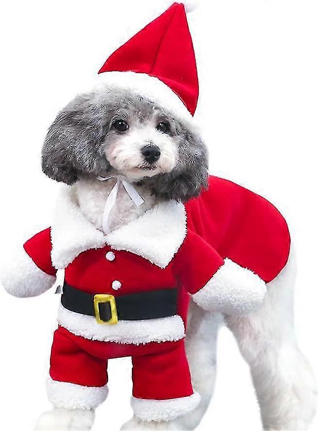 Nye kæledyr juledragter Hundedragt med kasket Julemandsdragt Hættetrøjer Cat Xmas Kostumer Festdragt Varm om vinteren (rød, xs) hurtigt