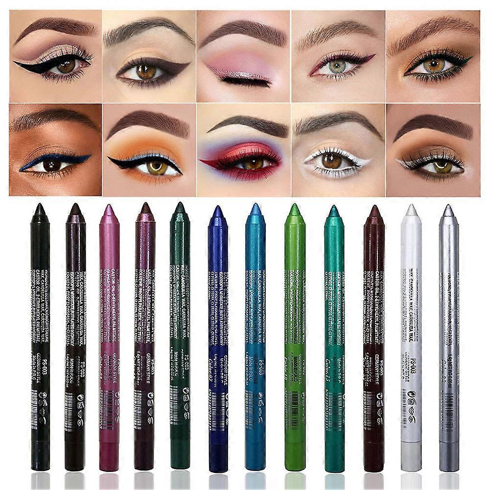 Pearl Shimmer Eyeshadow Eye Liner Pencil Crayon Non-Blooming Waterproof Eye Makeup for Women Daily Use