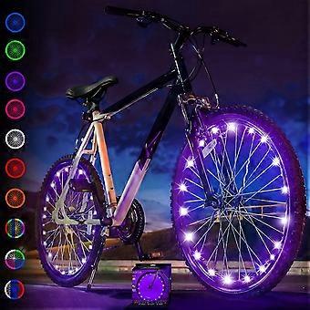 LED Bike Wheel Light Set with Battery for 100% Brightness and All-Angle Visibility for Ultimate Safety (Purple)