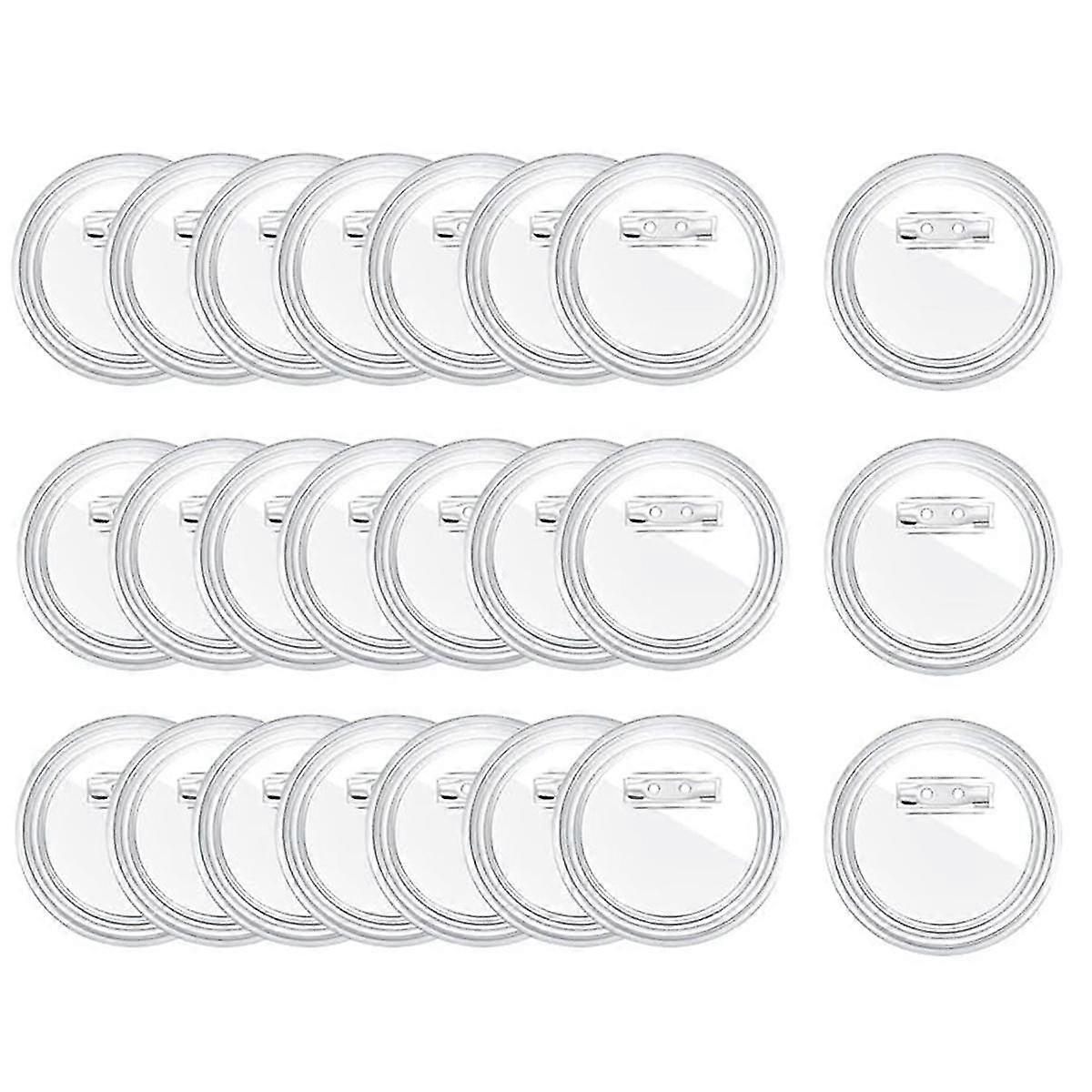 3 Inch Acrylic Button Pins Clear Plastic Button Badges Pin Craft Button With Pin Blank Pins Photo Buttons Pin, 25 Pack