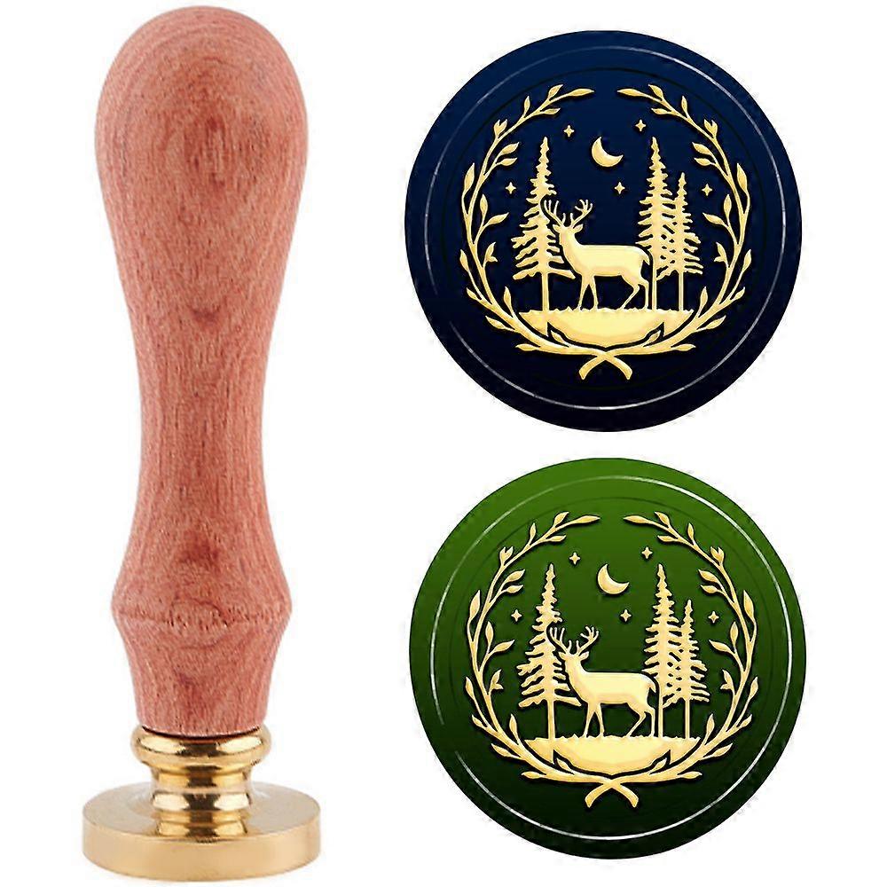 Brass Wax Seal Stamp with Handle for DIY Scrapbooking Deer Pattern 3.5x1.18 inch(8.9x3cm)