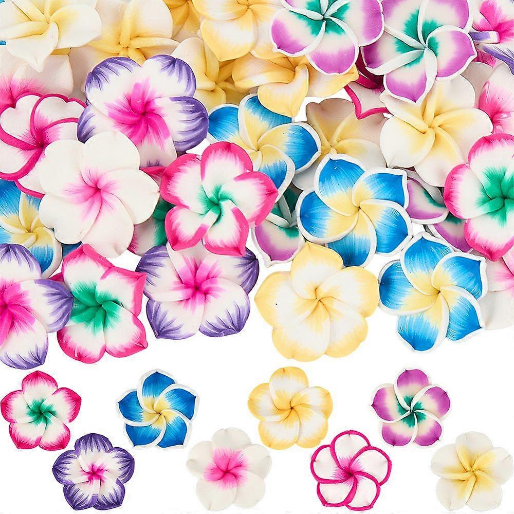 Handmade Polymer Clay Beads Flower Mixed Color 25~26x25~26x10~11mm Hole: 1.5mm 6pcs/color