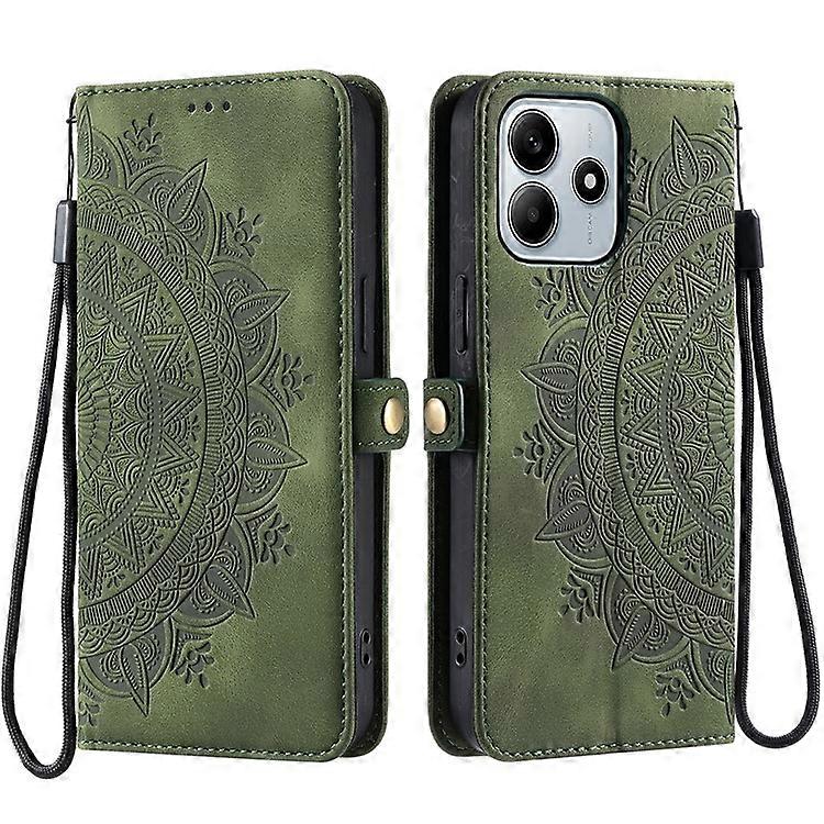 Compatible For Xiaomi Redmi Note 14 4G (163.25x76.55x8.16mm) Wallet Case Leather Phone Cover Skin Feel Totem Imprinted