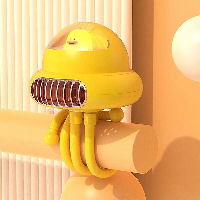 Stroller Portable Multi-Function Silent Octopus Bladeless Fan Yellow