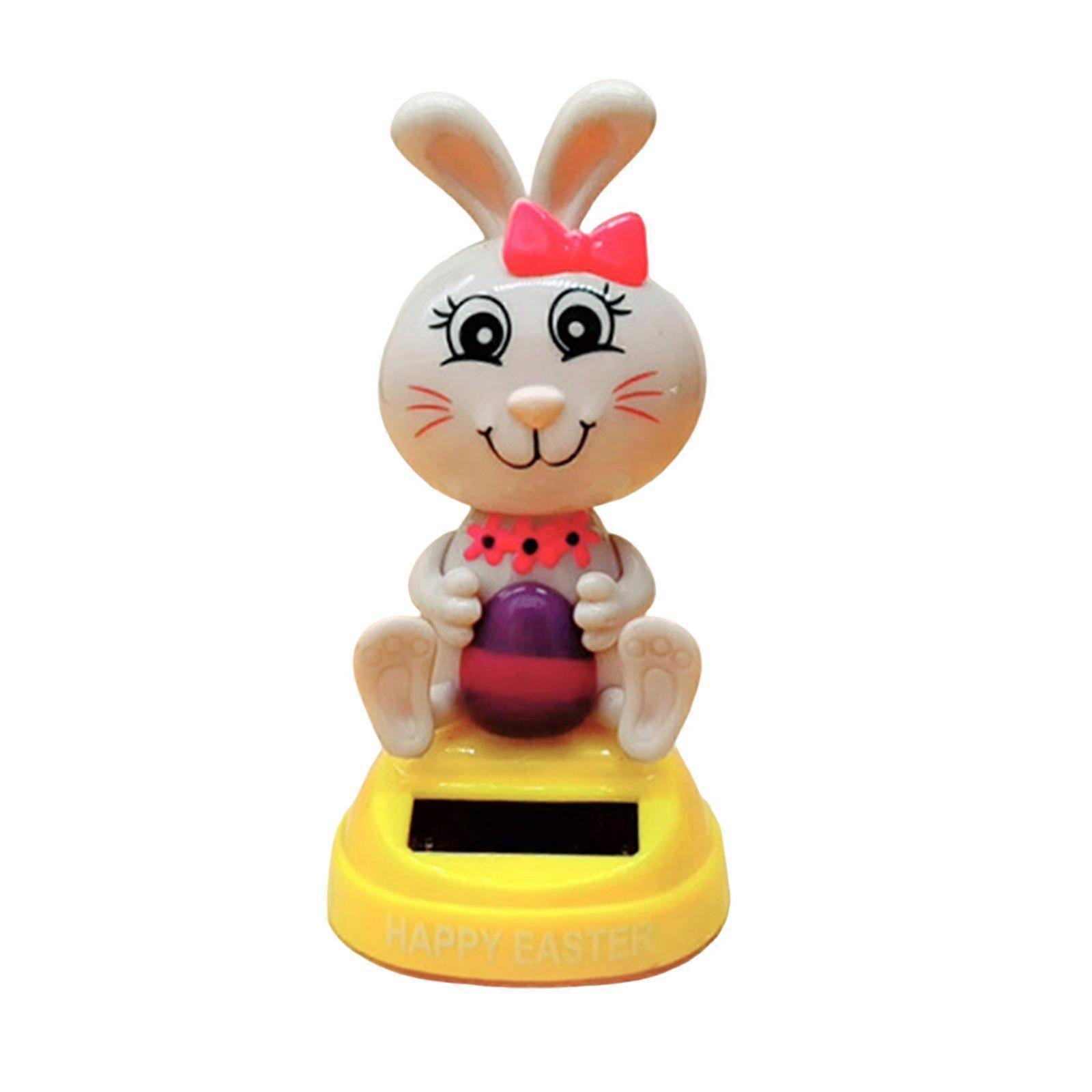 Electric Plastic Rabbit Swing Dancing Toy with Carrots Solar Powdered Rabbit Toy for Car Dashboard Desk Decorative
