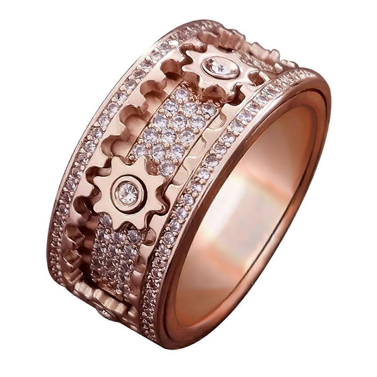 Men’s Stacking Ring, Cubic Zirconia Rotating Gears for Stress Relief