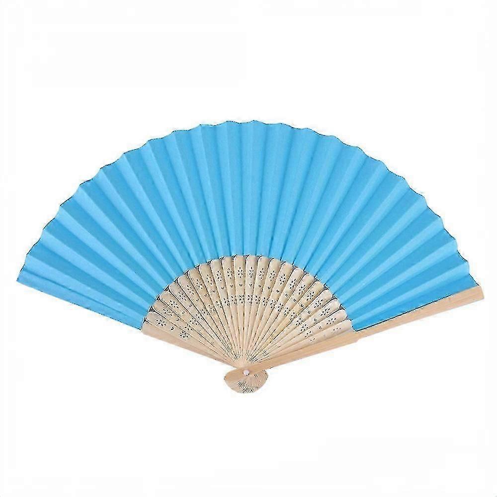 10pcs Children's Painting Blank Color Fan Diy Blank Paper Fan Wedding Shower Party Decor Chinese Folding Bamboo Ribs Fan