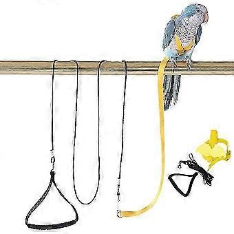 Parrot Harness Adjustable Bird Harness Flying Rope Strap Outdoor Training Traction Rope for Small Parrots Anti-Bite,Bird Nylon Rope with Cute Wing (Ye