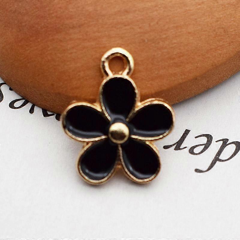 10 buc floare albă cu cadru auriu din aliaj smalț brățări farmec colier pandantiv pentru modă DIY