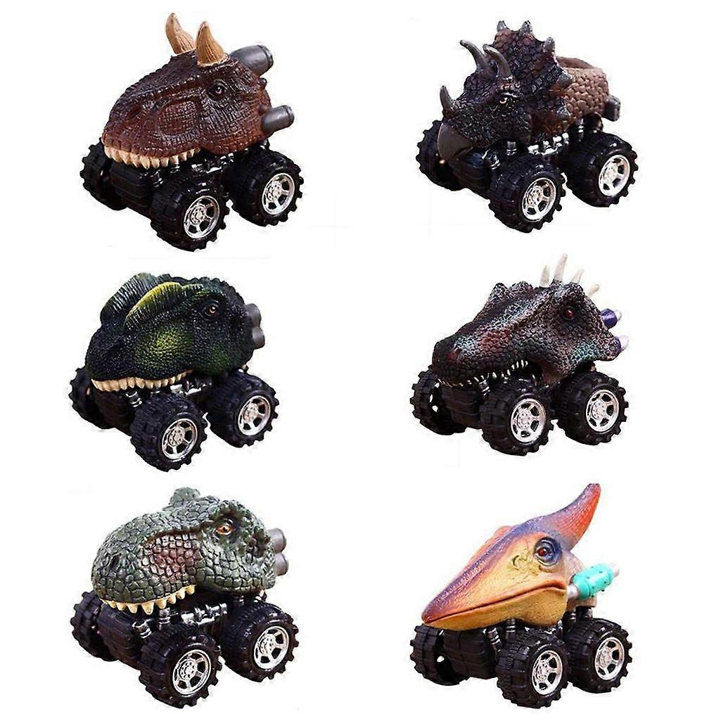 6PC Children's Day Gift Toy Dinosaur Model Mini Toy Car Back Of The Car Gift Problem-Solving Skills