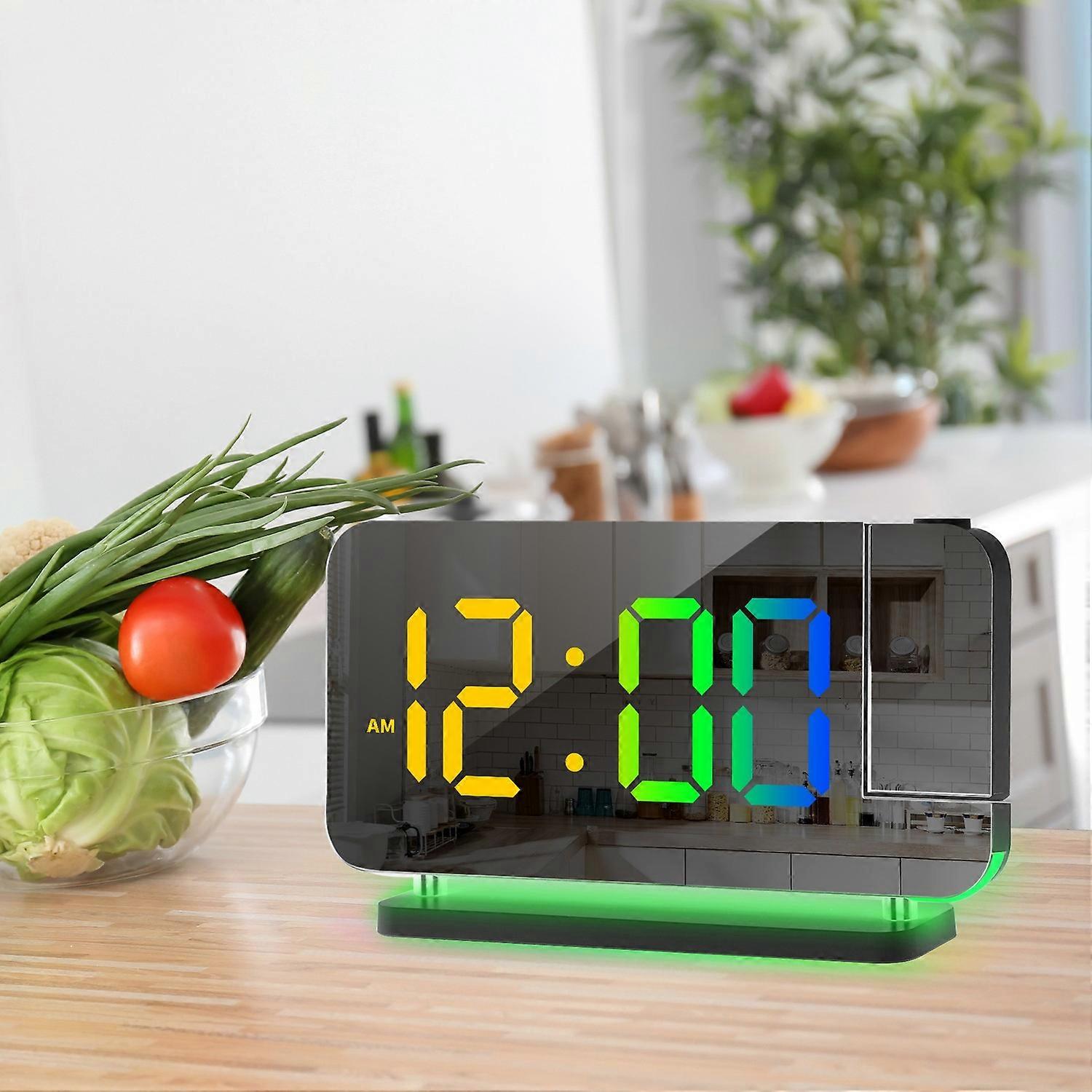 RGB Colorful LED Electronic Clock Colorful Night Light Alarm Clock Home Decoration Projection Clock 
