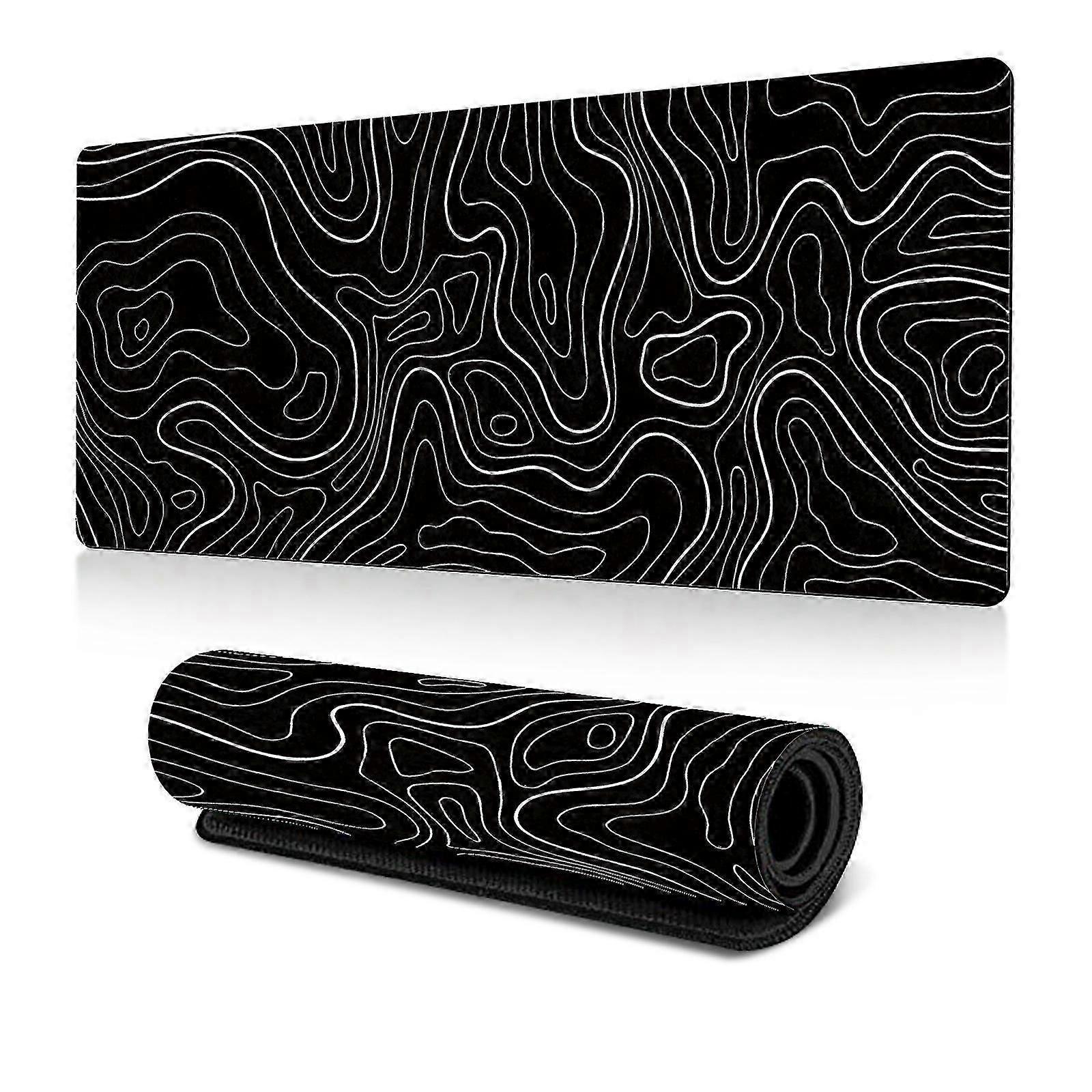 Abstract Fluid Pattern Large Mouse Pad with Water Resist Cloth, Extended Desk Mousepad with Stitched Edges, Non-Slip Base, Keyboard Pad for Gamer, Off