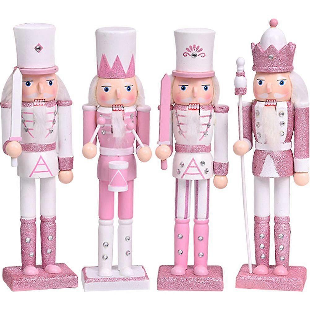 4pcs Christmas Nutcracker Wooden Nutcracker Ornament Xmas Tabletop Nutcracker