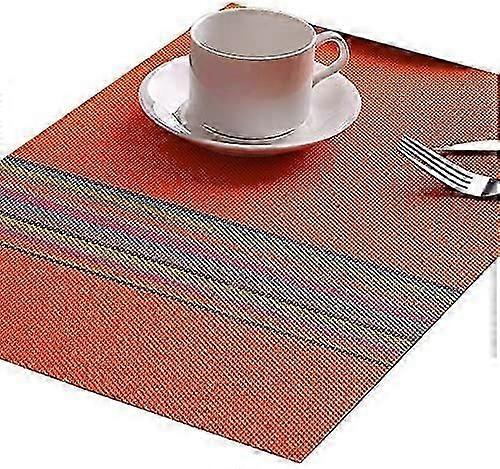 Placemats Set of 6, Woven Vinyl Placemats Heat Resistant NonSlip Kitchen Placemats for Dining Table Washable Easy to Clean