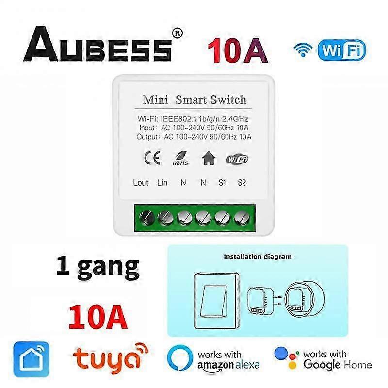 Tuya WIFI 10A 1/2 Gang Mini Smart Switch DIY Two Way Control Switch Smart
