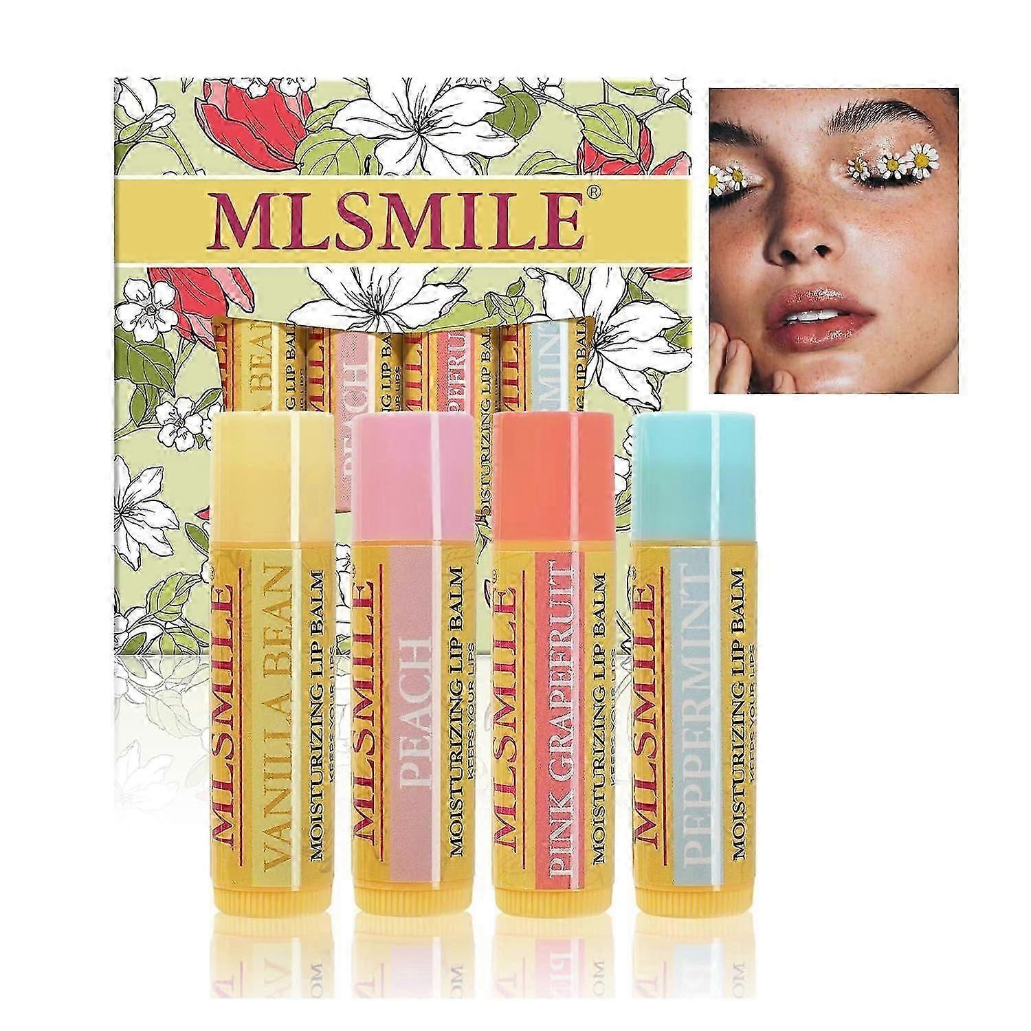 Lip Balm Set Lip Care Prevent Dryness & Chapping, Moisturizing Lip Balm with Vitamin E and Beeswax, Hydrating Lip Balm Soft and Nourished Lips Overnig