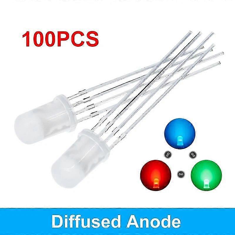 100pcs 5mm Rgb Led Common Cathode / Common Anode Tri-color Emitting Diodes F5 Rgb Diffused / Transparent Highlight