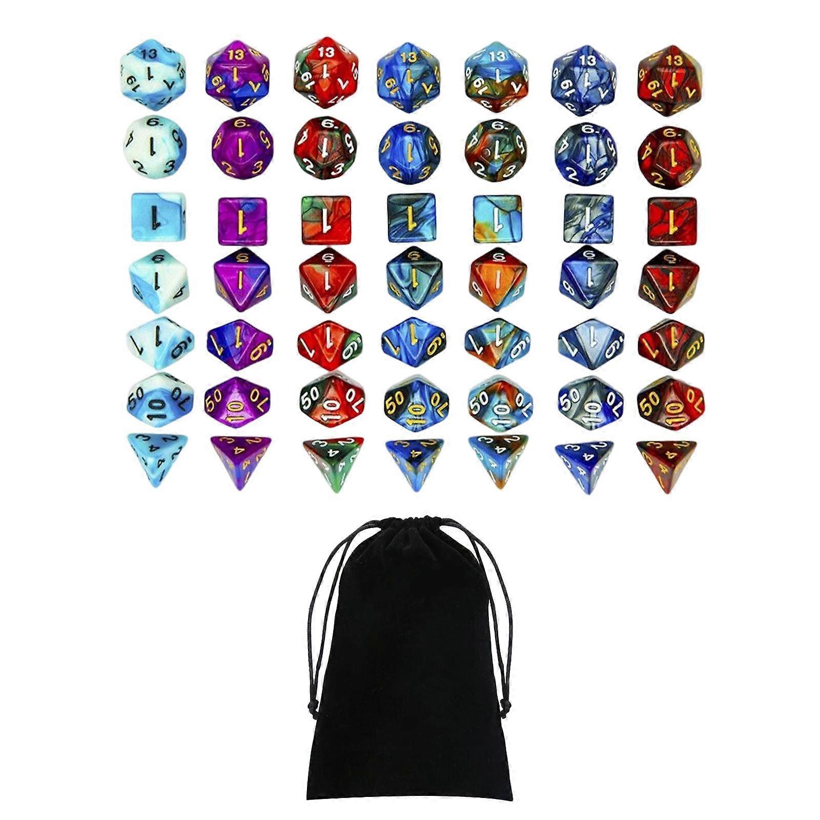 Polyhedral Dices Set D4 with Pouch for DND Table Games Math Teaching