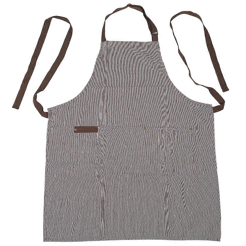 Cooking Canvas Apron for Women and Men, Brown Chef Apron for Baking, Cafe, and Restaurant Use, Adjustable Size