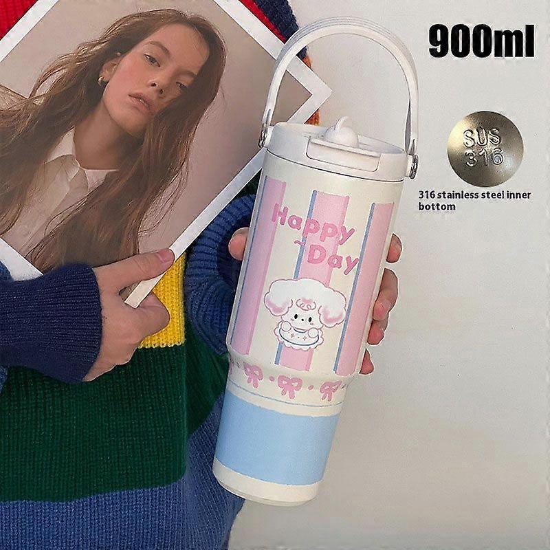 30oz Water Bottles for Hot and Cold Drinks,18/10 Stainless Steel Insulated Water Bottle with Lid-White