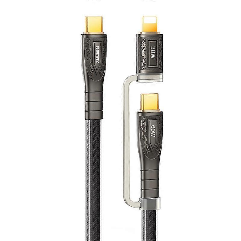 REMAX RC-C165 Prime 1.2m 60W Type-C to Type-C + 8 ピン編組急速充電ケーブル