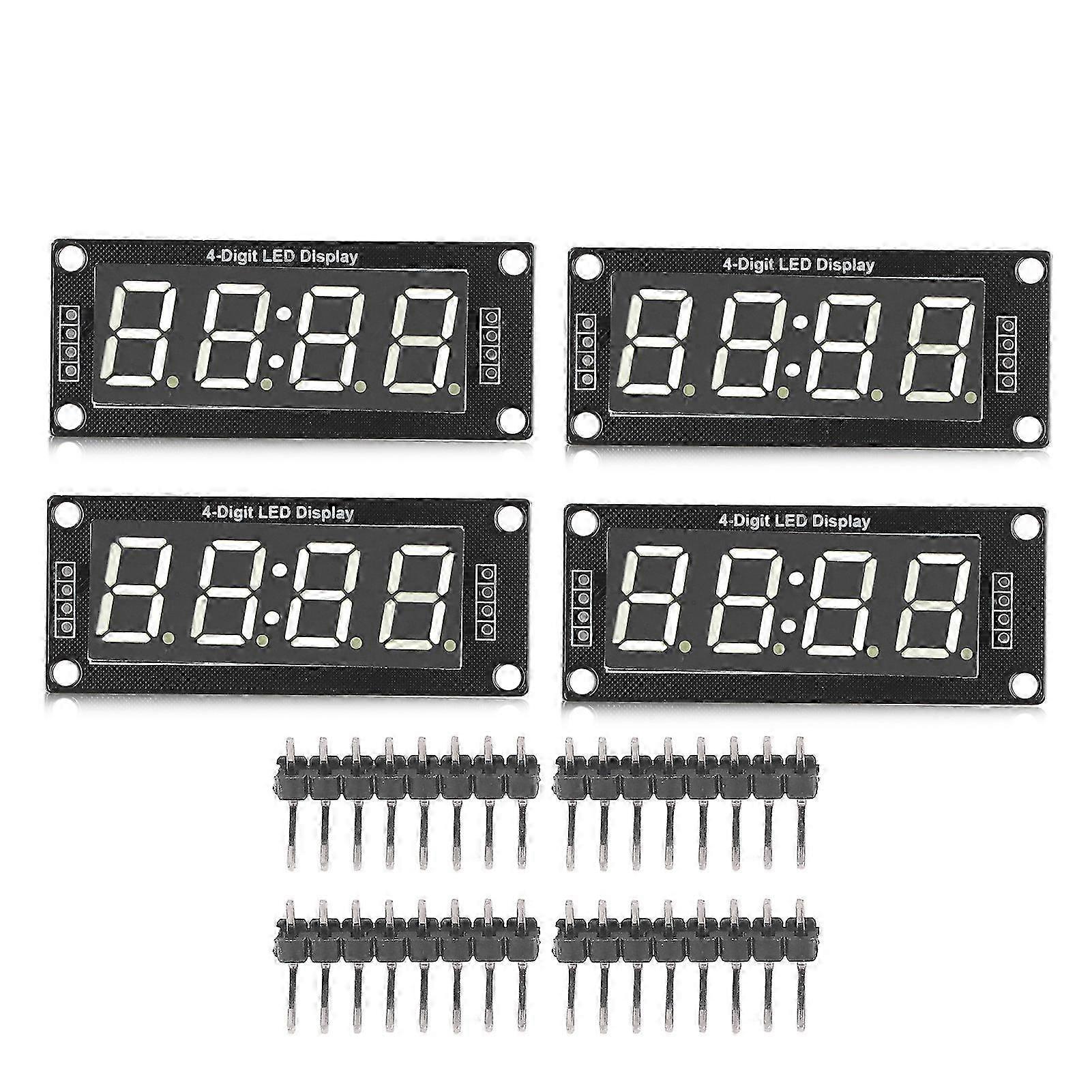 4 Satz 4-stellige digitale Rohr-LED-Anzeigetafel 7-Segment-Uhrmodul TM1637 0,56 Zoll Weiß MRA041B