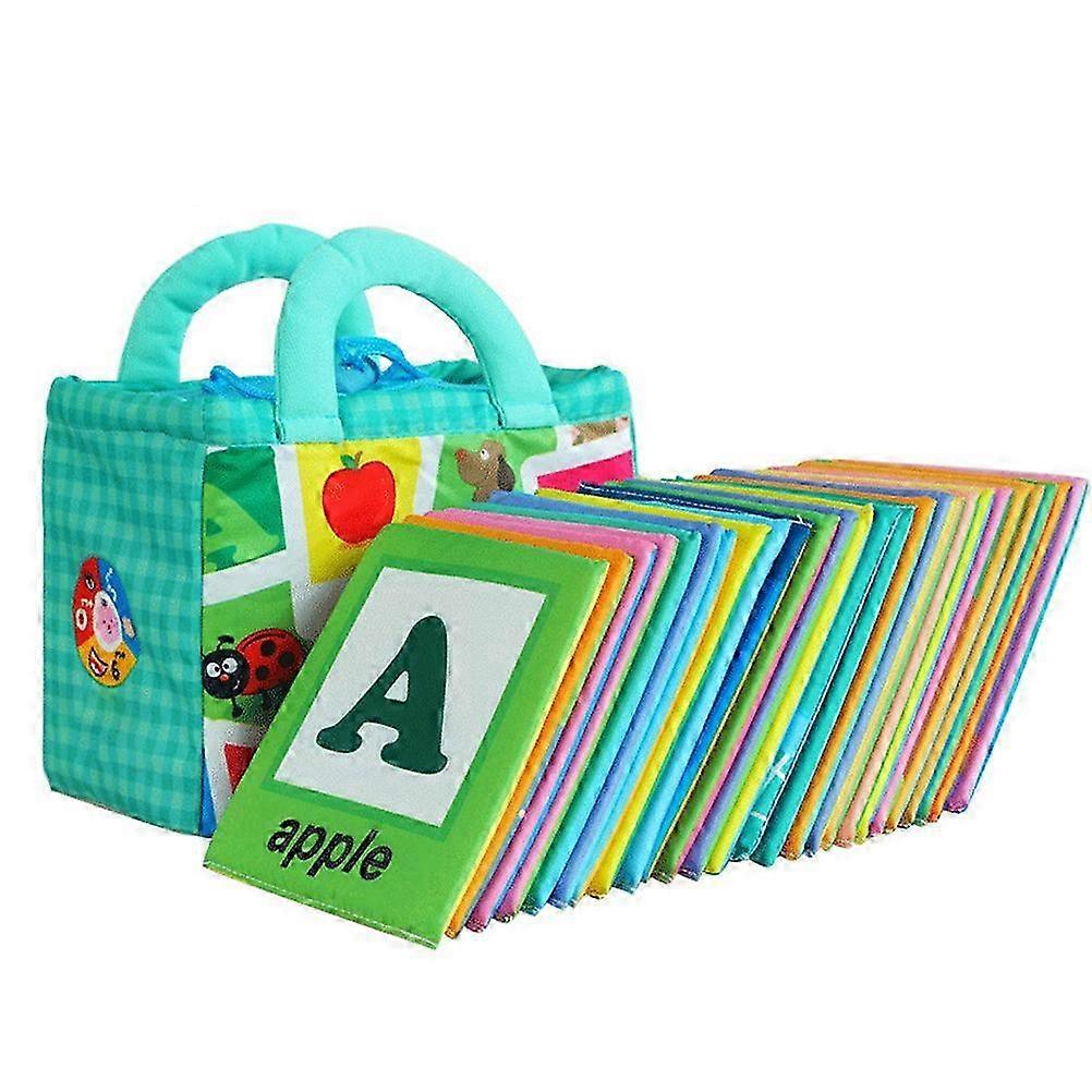 26Pcs Soft Alphabet Cards with Cloth Storage Bag for Kids ABCs Learning Alphabet Learning Cloth Books