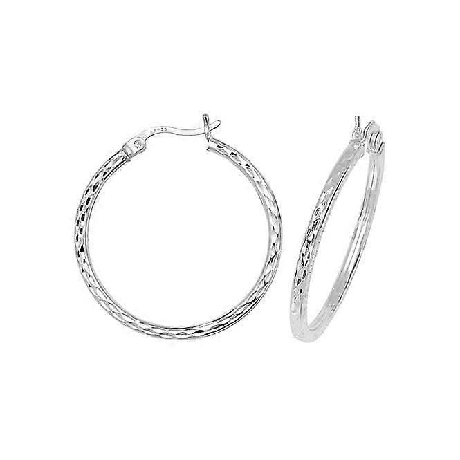 Acotis Silver Hoop Earrings Dia Cut G5719