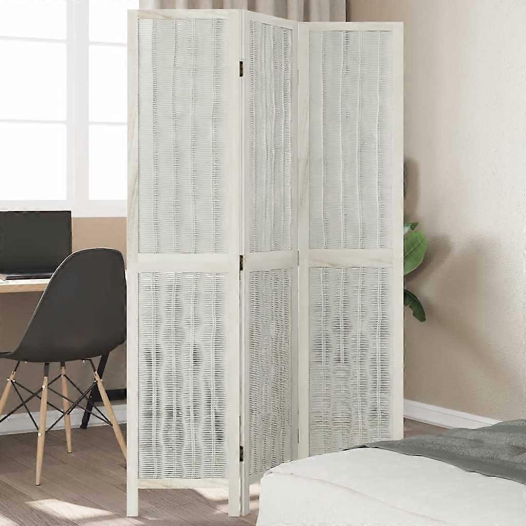 3 pcs. Room divider white solid wood Paulownia