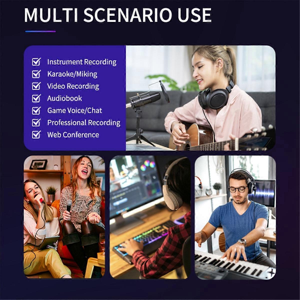 Professional 36bit 384kHz Audio Interface 2 in 2 Out Usb Sound Card
