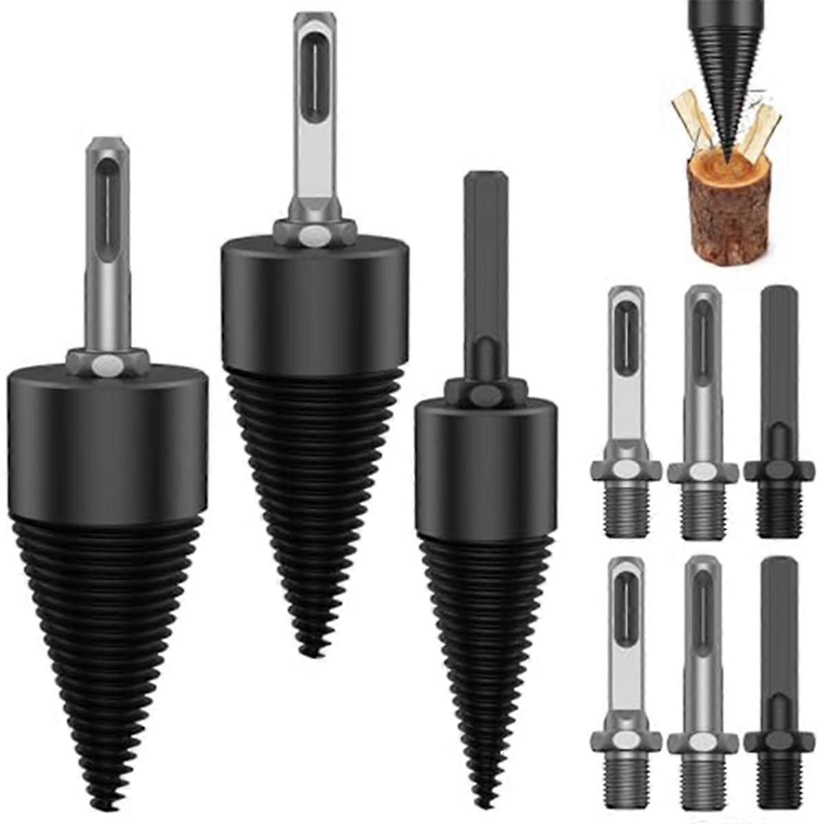12Pc Firewood Log Splitter, Electric Drills Screw, for Electric Drill