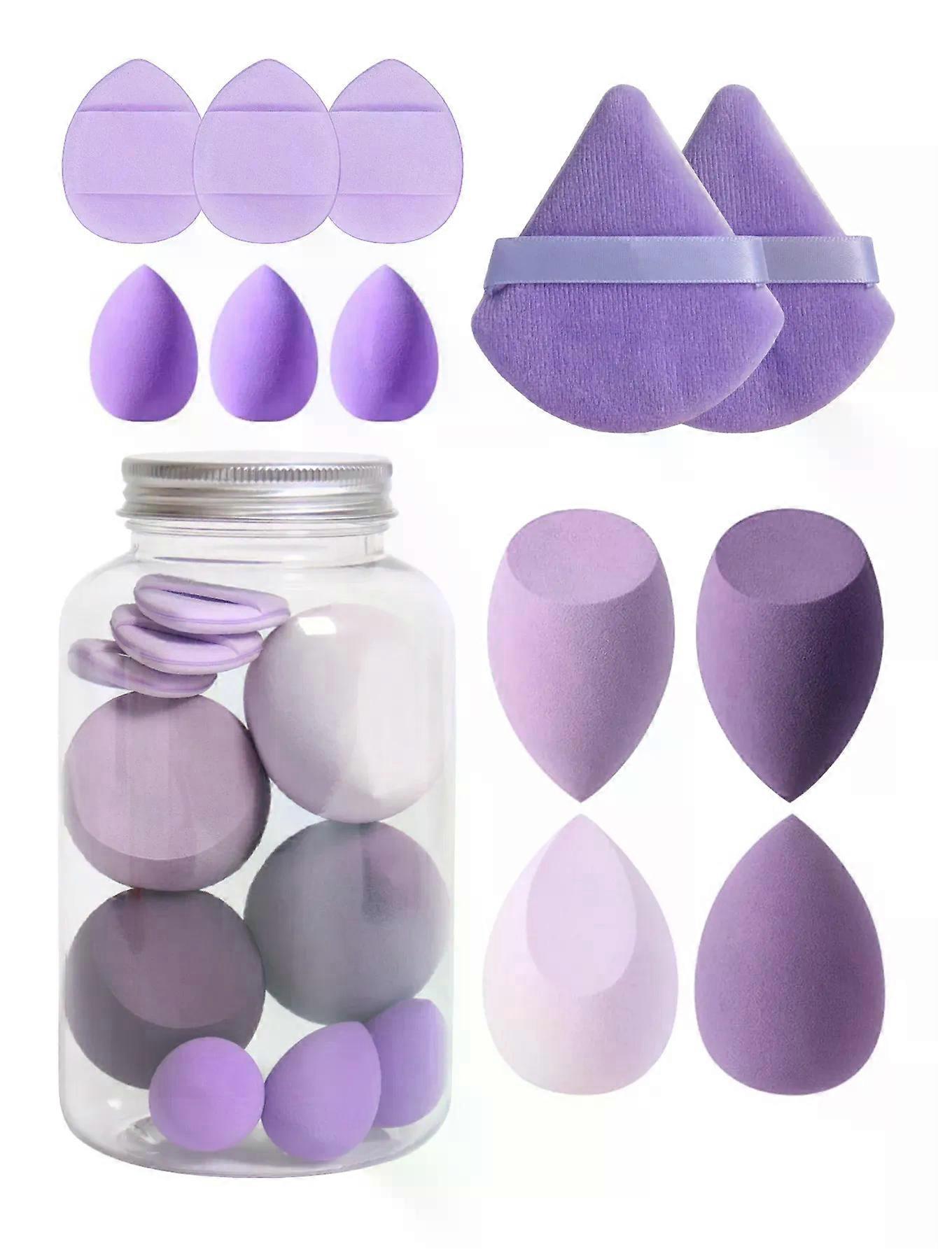 Ensemble d’éponges de maquillage 12 pièces avec pot de rangement sans latex, éponge de maquillage Finger Puff, fond de teint humide et sec à double usage Puffs cosmétiques