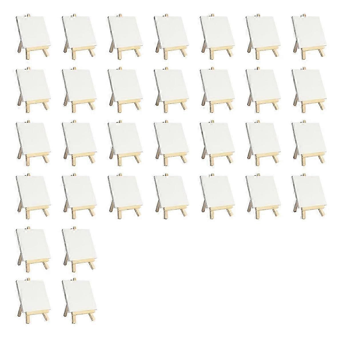 Mini Canvases with Easel Sets 32 Pack, Small Painting Canvas with Mini Easel 4 X 4 Inch Art Canvases