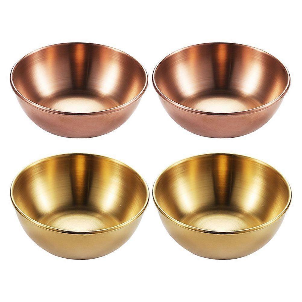 4Pcs Appetizer Serving Plate Stainless Steel Sauce Dish Spice Seasoning Dish