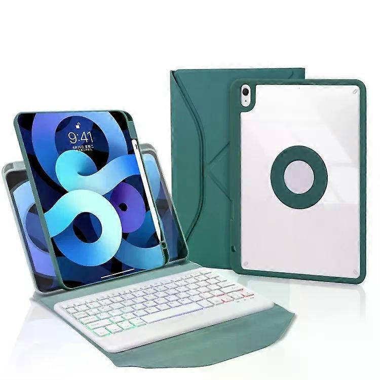Bluetooth Keyboard Tablet Case-Backlight,Pen Slot,Leather for iPad Air 10.9 (2022/2020)-Green Green