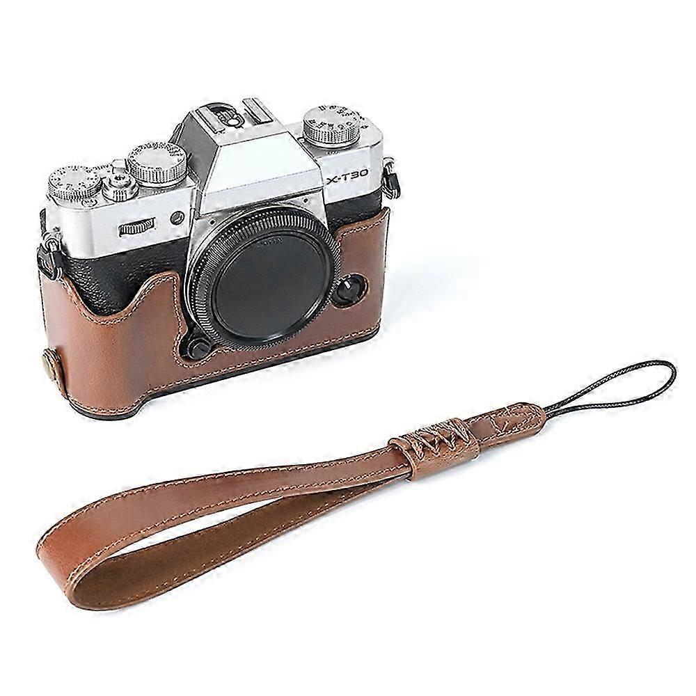 For Fuji XT10/XT20/XT30/XT30 II Leather Camera Case Bottom Half-Body Camera Protective Cover