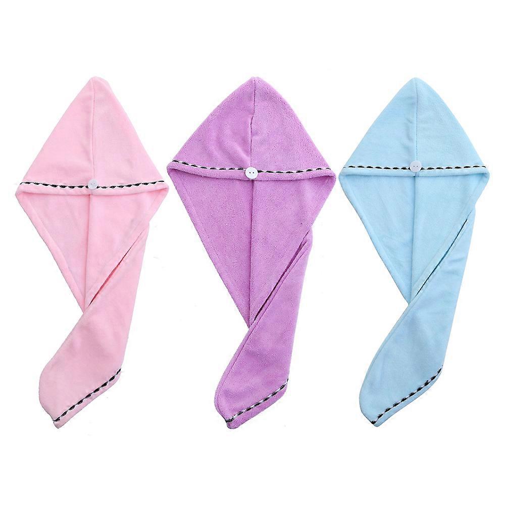 3 Pack d’enveloppement de serviette de cheveux, microfibre sèche-cheveux à séchage rapide serviettes, casquettes de sèche-cheveux, serviette de séchage des cheveux de bain