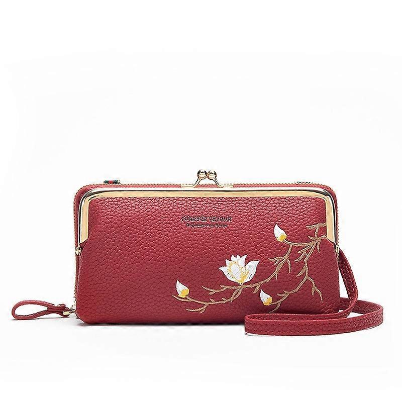 Embroidered Large Capacity Single-shoulder Phone Bag Crossbody Zipper Long Ladies Wallet