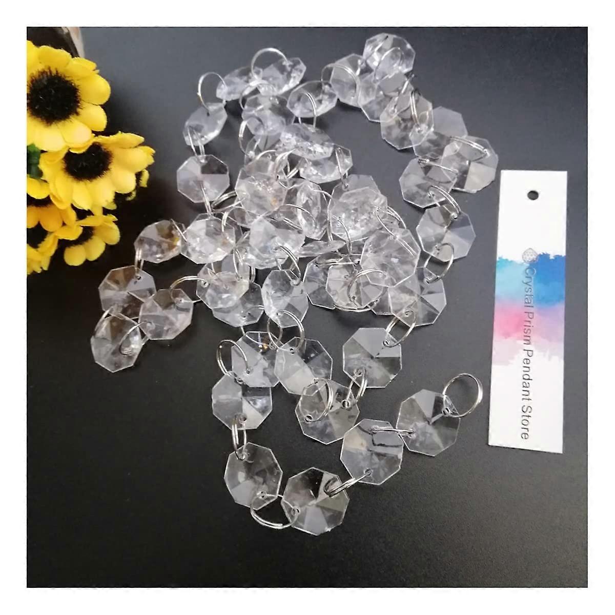 Chandelier Crystal Prisms Pendants 10m Acrylic Octagonal Bead Curtain Strand Diamond Chains for Party Decor